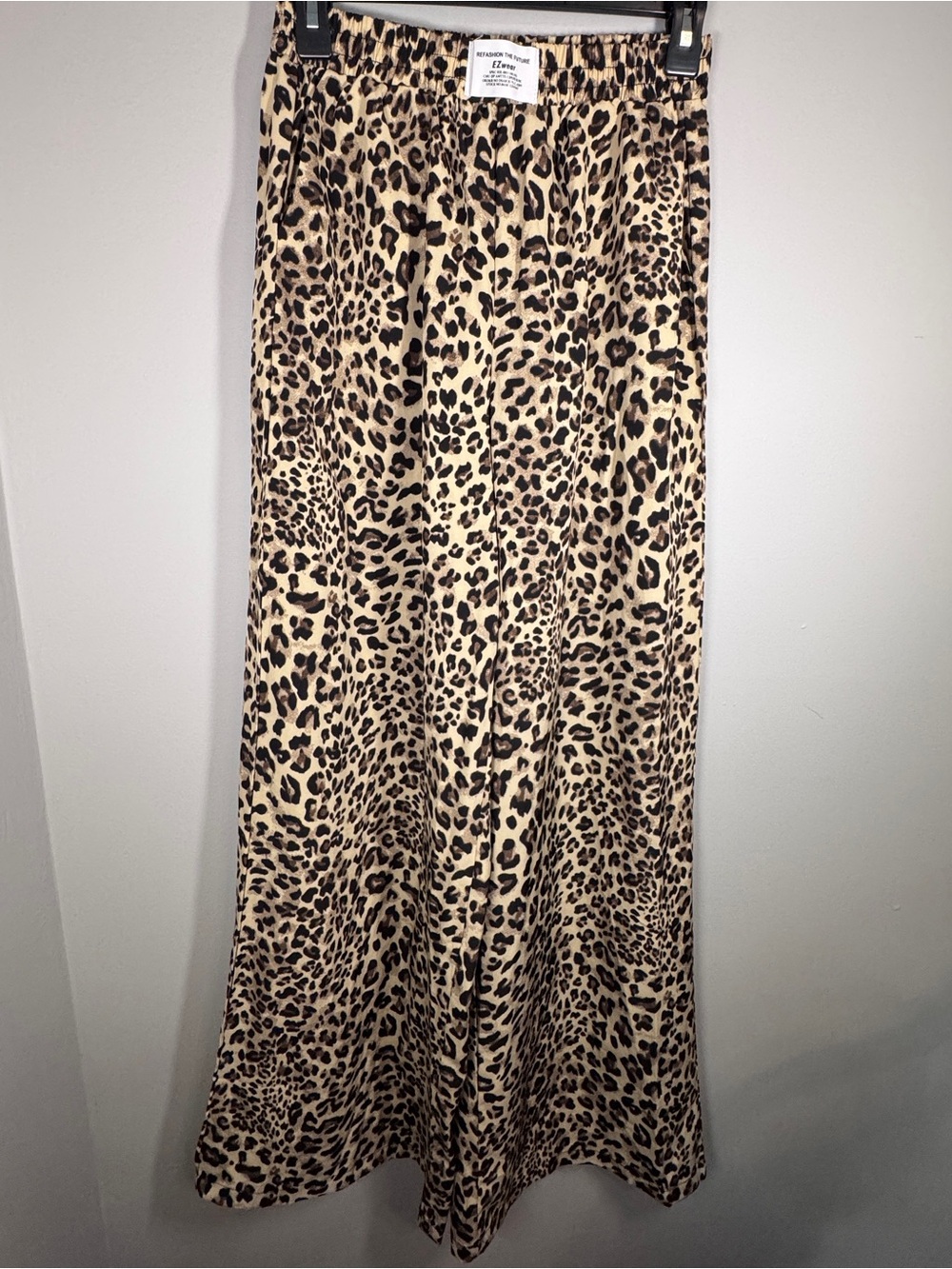 SHEIN Beige and Brown Leopard Wide Leg Pants